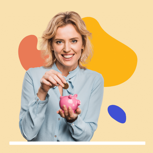 Woman holding piggy bank