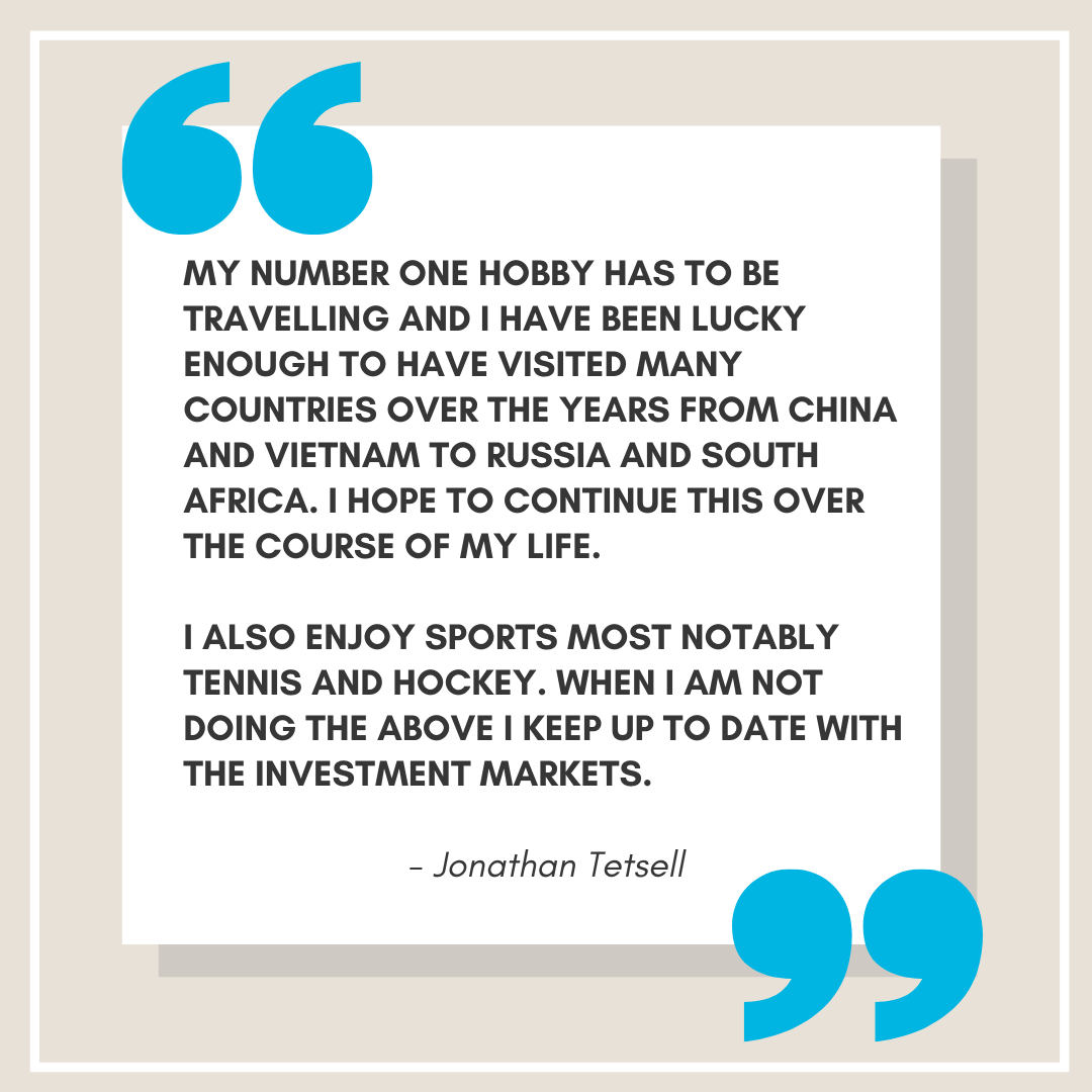 Jonathan Tetsell quote on what he does outside of work.