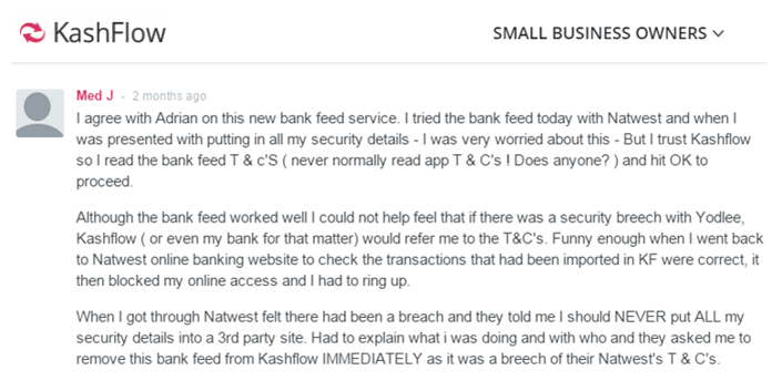 Bank feeds issue with Natwest and KashFlow