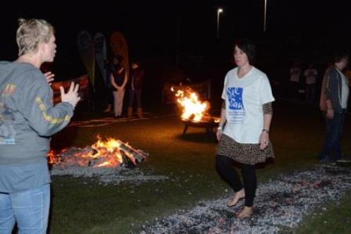 Debbie firewalking